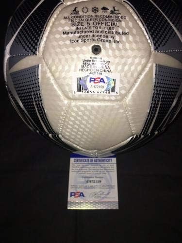 Тибо Куртуа подписа Официален футболна топка Реал Мадрид Белгия PSA/DNA - Футболни топки с Автографи