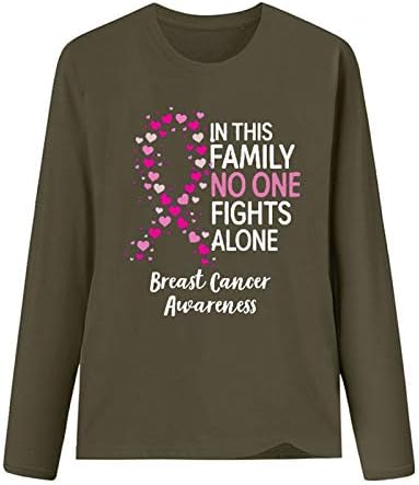 Жените от Рак на гърдата Топ Ежедневно С Дълъг Ръкав О-образно деколте Hoody Блуза, Пуловер
