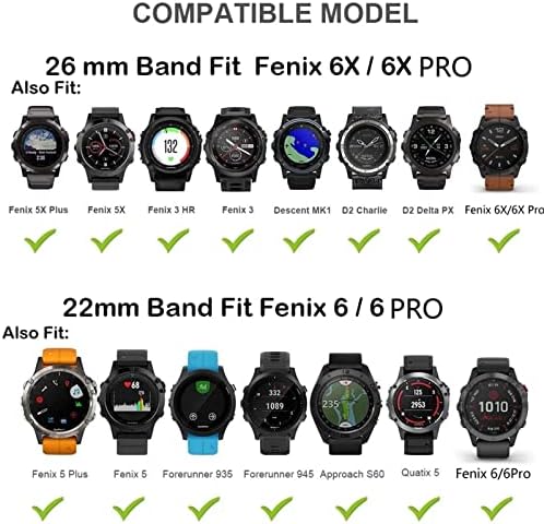 UUFA 26 мм, 22 мм и Каишка за часовник Fenix 6 6X Pro 5 5X Plus 3 3HR S62 935 Быстросъемный Силиконов Ремък за Garmin Ендуро Mk1 MK2 аксесоар (цвят : F, размер : 26 мм)