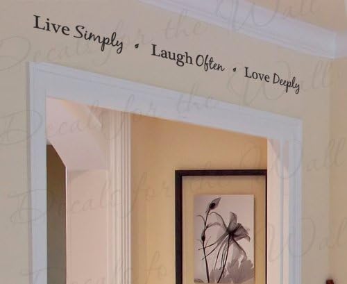 Live Simply Laugh Often Love Deeply - Family Home Love Living Room - Стикер На Стената Твърдение, Vinyl Надпис, Украса