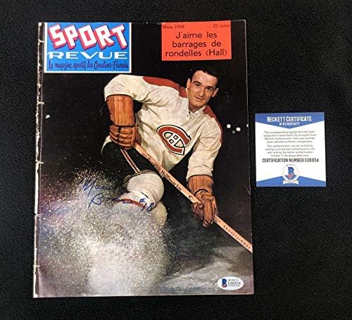 Марсилия Bonine Подписа договор с дневника на Montreal Canadiens Sport Revue Magazine Beckett COA - Autographed NHL Magazines