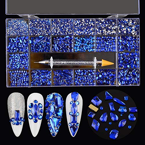MEILINDS 660Pcs Multi Shapes 3D маникюр Rhinestones Decorations, Glass Нокти Diamonds скъпоценни Камъни, Butterfly Сърце