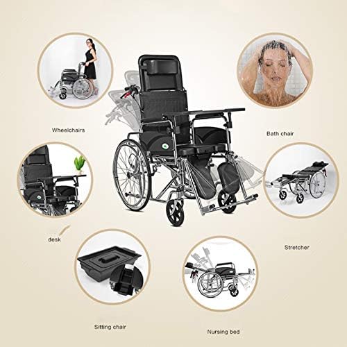 Инвалидна количка с тоалетна възрастен заложна Инвалидни колички, Задвижва белите Дробове,регулируем педала на Многофункционална