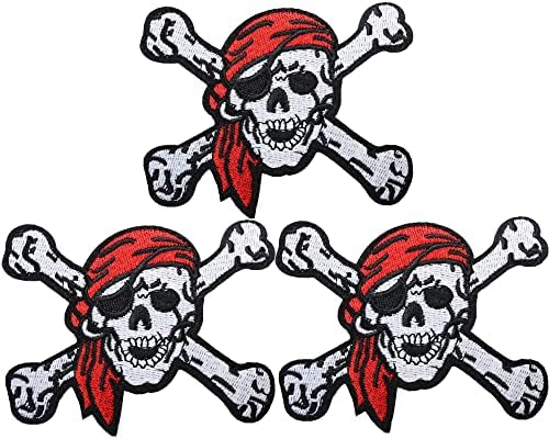 Пакет Buy 3 pcs Cool Светкавица Желязо Patches for Clothes and 3 pcs Motorcycle Biker Яке Skull Pirate Patches Iron on for Clothes