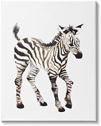 Stupell Industries Zebra Baby Watercolor Живопис Safari Animal Children ' s Nursery Платно Wall Art, 36 x 48, Черен