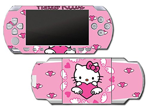 Hello Kitty Pink Flying Hearts Wings Video Game Vinyl Стикер Skin Sticker Калъф за Sony PSP, Playstation Portable Original Fat 1000 Series System