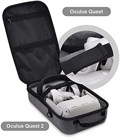 Raylove Hard Carrying Case for Oculus Quest 2/Elite Version VR Gaming Headset and Touch Controllers Accessories, Подходящ за пътуване и съхранение вкъщи.