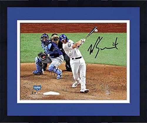 Ограден Will Smith Los Angeles Dodgers 2020 MLB World Series Шампионската Autographed 8 x 10 Hitting Photography - Autographed MLB Photos