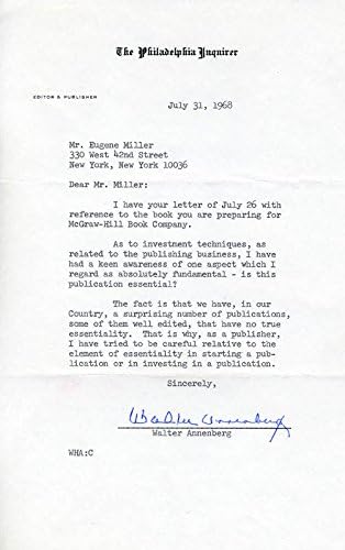 Уолтър Х Анненберг - печатното писмо, подписано 31.07.1968