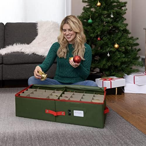 Коледа Underbed Ornament Storage – Christmas Underbed Ornament Storage - Спестете място, изпитвайки го под леглото. Поддържа до 64 бижута, застегивается на цип с две дръжки за по-удобно носене. (З
