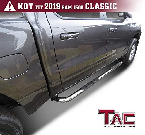 TAC Странични Стъпала Стъпала са Подходящи 2019-2022 RAM 1500 Crew Cab (с изключение на 2019-2023 RAM 1500 Classic) Камион Пикап 3 Странични лайсни от Неръждаема стомана на Nerf Bars Стъпка Релси