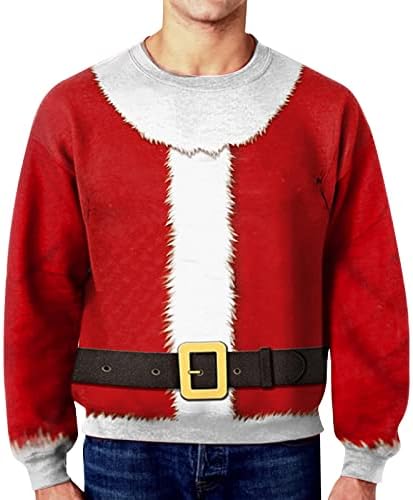 BHSJ Коледни тениски за Мъже, 3D Забавен Коледен Дядо Коледа Принт Войници С Дълъг Ръкав Партия Ежедневни Crewneck Tee