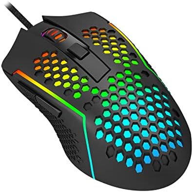 Redragon M987 Lightweight Honeycomb Gaming Mouse RGB Осветен Wired 6 Buttons Програмируеми with 12400 DPI for Windows PC Computer