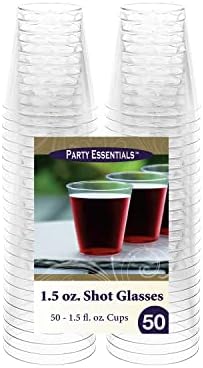 Party Essentials за Еднократна употреба Твърдите Пластмасови Чашки Shot Shooter/Дегустация Чаши, 50 грама, 1,5 мл, Прозрачни