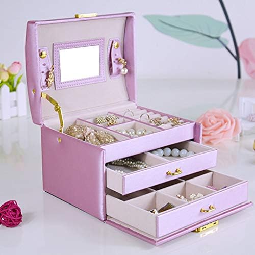 XJJZS Jewelry Box Jewelry Box for Women, Бижута Organizer, Lockable Jewelry Case with Mirror, Portable Travel Case for