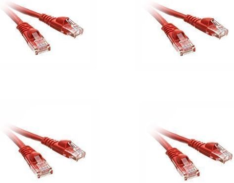 14 фута (4,2 м) Cat5e Мрежа Ethernet UTP Пач кабел, 350 Mhz, (14 фута/4,2 м) Cat 5e Snagless Формованный Зареждащ кабел за КОМПЮТЪР/Рутер / PS4 / Xbox/Модем Red ED748395 (4 опаковки)