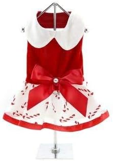 DOGGIE DESIGN Holiday Dog Harness Dress - Candy Canes