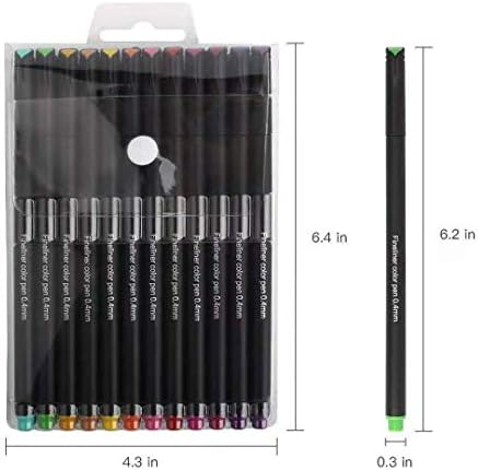 24 Цветни Химикалки, 0.38 мм Fineliner Color Pen Set Fine Съвет Drawing Pens Porous Fine Point Writing Pens Fine Line