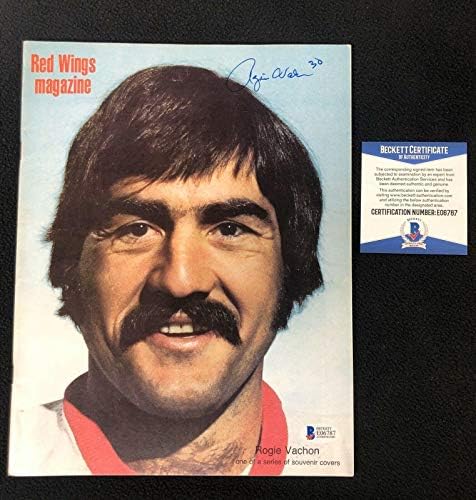 Роговете Вашон Подписа на игрова програма влезете Detroit Red Wings Magazine Beckett COA - Autographed NHL Magazines