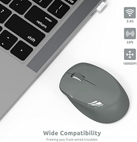 Безжична Мишка, Trueque E702 2.4 GHz Безшумни Компютърни Мишки, 1600 DPI, USB Мишка за лаптоп Chromebook, PC, Лаптоп,