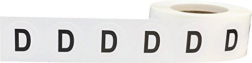 Инвентарен етикети буква D. 75-инчов Кръгли Кръгови Гледна 500 Лепило Етикети