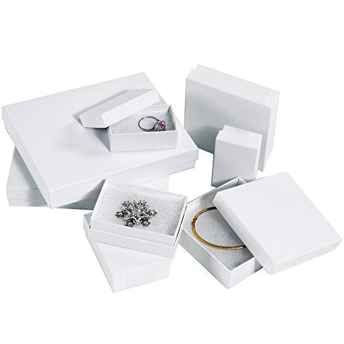 Подаръчни кутии за бижута Aviditi White, 2 1/2 x 1 1/2 x 7/8, с памучна възглавница, за дребни бижута, пръстени, медальони