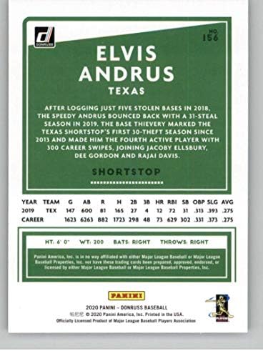2020 Donruss Holo Orange Baseball 156 Elvis Andrus Texas Rangers Official MLB PA Baseball Trading Card in Raw (NM or