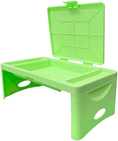 Сгъваема маса на колене с джоб за съхранение - Lime Green | идеален за детски занимания, пътуване, закуска в леглото,