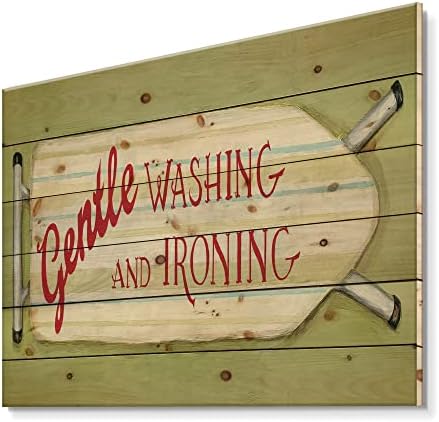 DesignQ Нежна пералня и дъска за гладене - Ландри Print on Natural Pine Wood - 32x24
