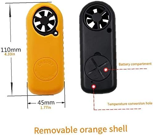 WSH Anemometer LCD Mini Wind Speed Meter Gauge Orange 0-30 м/с Измерване на скоростта на въздушния поток Анемометр Анемометр