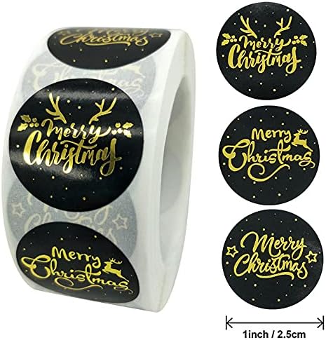 MICKYMIN 1 Весела Коледа Sealing Stickers Round Label Собственоръчно Project Labels for Jar Canning Envelope Decoration Black, 500шт