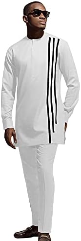 Африкански Мъжки Празничен Костюм Комплект от две части на Дашики Риза, Панталони Спортен Костюм С Дълъг ръкав Облекло