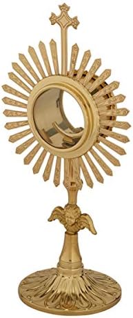 Християнски Марки Sudbury Brass Gold Plated Angel Design Monstrance за католическата църква, 10 1/2 инча