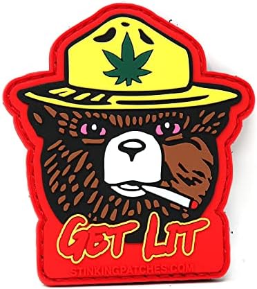 Get Lit Marijuana Tactical Patch | PVC Rubber | Bear Parody / Funny Hook and Loop Patch