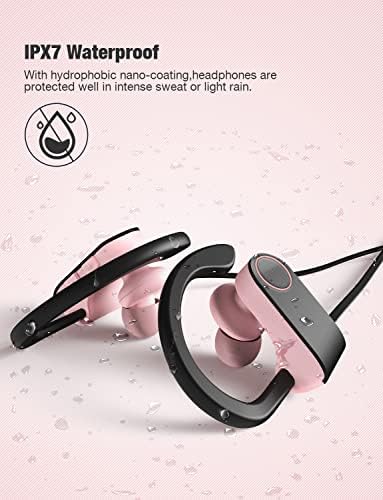 Otium Bluetooth Слушалки Розови Слушалки Безжични Слушалки за Жени, Момичета, Стерео, Бас-Втулки IPX7 Водоустойчив Спортни