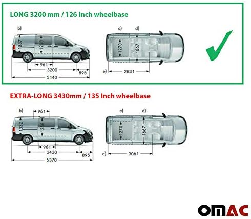 OMAC Алуминиеви крака Nerf Bars 2 бр. | Подходящи За Mercedes Metris -2021 Страничната Стъпка Бар Релса Дубликат Част