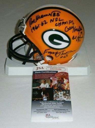 1961-1962 Екип ПАКЕТИРАНЕ подписа мини - каска Wood Davis Hornung Kramer JSA 9 AUTOS - Autographed NFL Mini Helmets