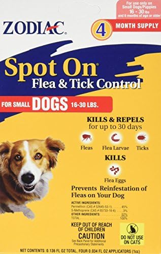 Zodiac Spot On Бълхи Кърлежи Control за малки Кучета, доставка на 4 месеца