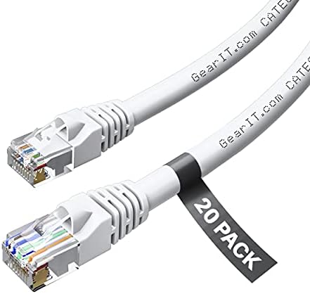 GearIT Cat 6 Ethernet Кабел 10 ft (20-Pack) - Cat6 кабел Пластир, Пач - кабел Cat 6, Cat6 Кабел, Кабел, Cat 6, Cat6 Кабел