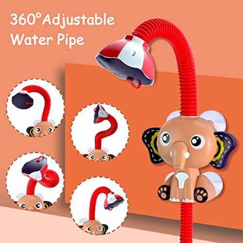 Little World Baby Bath Toys, Elephant Electric Baby Toys, Baby Shower Head with Sucker Rain Head, Water Toys with adjustable