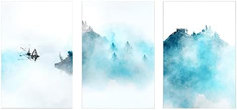 3 Бр Импресионист Абстрактни Планини и Мъгла Мастило и се Измива Живопис Платно за Боядисване на Стенни Картина За Хола