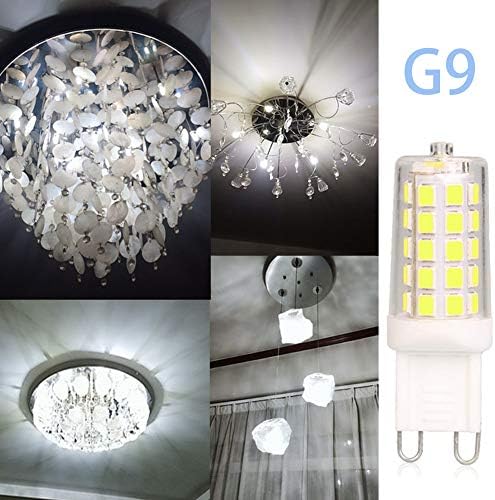 Дневна светлина 4W LED крушка G9, еквивалент на галоида 40W T4 G9,6000K 120V No-Трептене, осветление, полилеи 450LM Non-Dimmable
