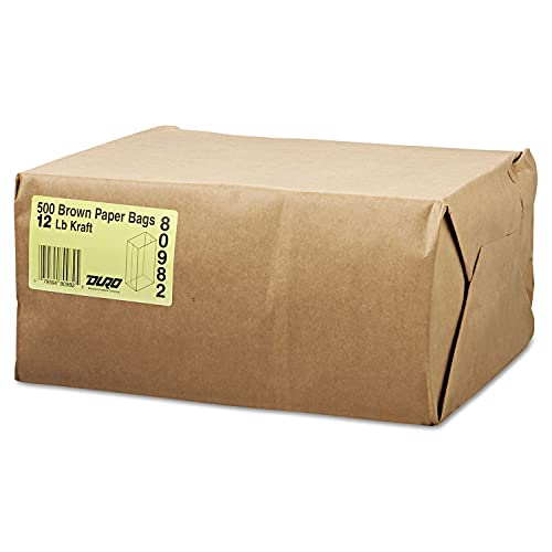 BAGGK12500 12 Хартиена торба, на база тегло 40 килограма, кафяв Крафт, 7-1/16x4-1/2x13-3/4, (четири опаковка - 500 греди)