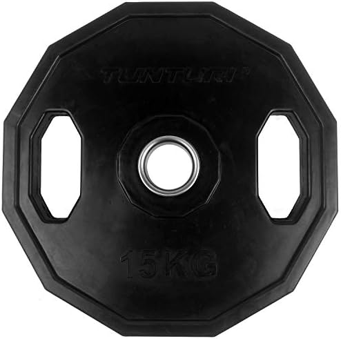 Олимпийски гума тегло TUNTURI Unisex 5.0 кг, Единична плоча, Черен, 5 кг