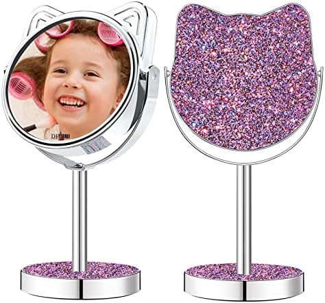 Суета Огледало за момичета, Грим Огледало Подаръци за децата - Glittering Sequins Girls Mirror by DERUI CREATION（Лилаво）