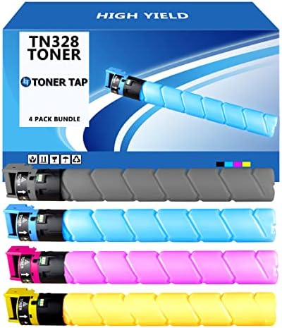 Toner Tap Съвместим BIZ250 за Bizhub C250i C300i C360i Замяна за Konica TN328K TN328C TN328M TN328Y (High Yield 4-Pack-Пакет)