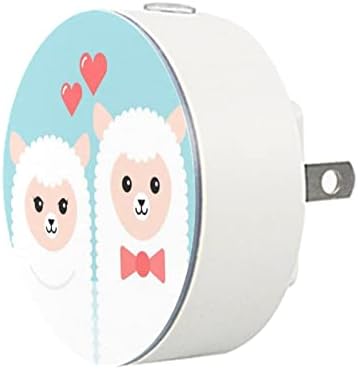 2 Pack Plug-in Nightlight LED Night Light Cartoon Alpaca Couple with Здрач-to-Dawn Sensor for Kids Room, Nursery, Кухня,