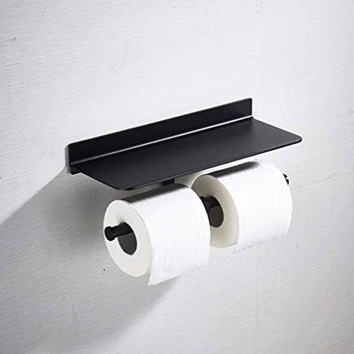 Държач за тоалетна хартия JYDQM Black - Модерен Двойна Притежателя на Ролка хартия от Алуминий, Двойно Притежателя на
