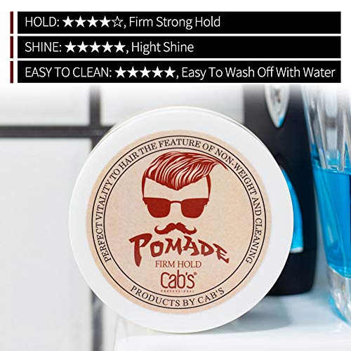 Cab's Firm Hold Hair Pomade for Men with Strong Firm Hold for High Shine, Retro Hairstyles, Pompadour & Slick Looks Back