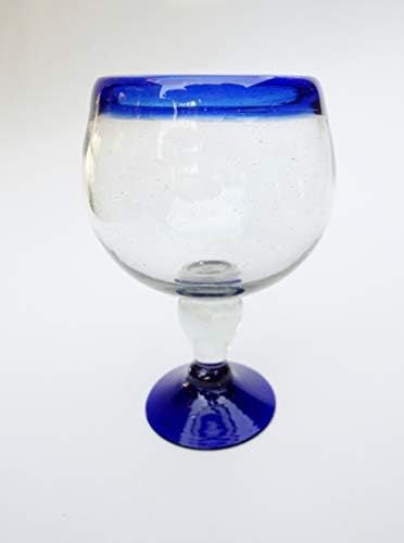Мексиканското Издухано стъкло Скариди Коктейл Чабела Очила Кобалтово Син панел (Комплект от 6)